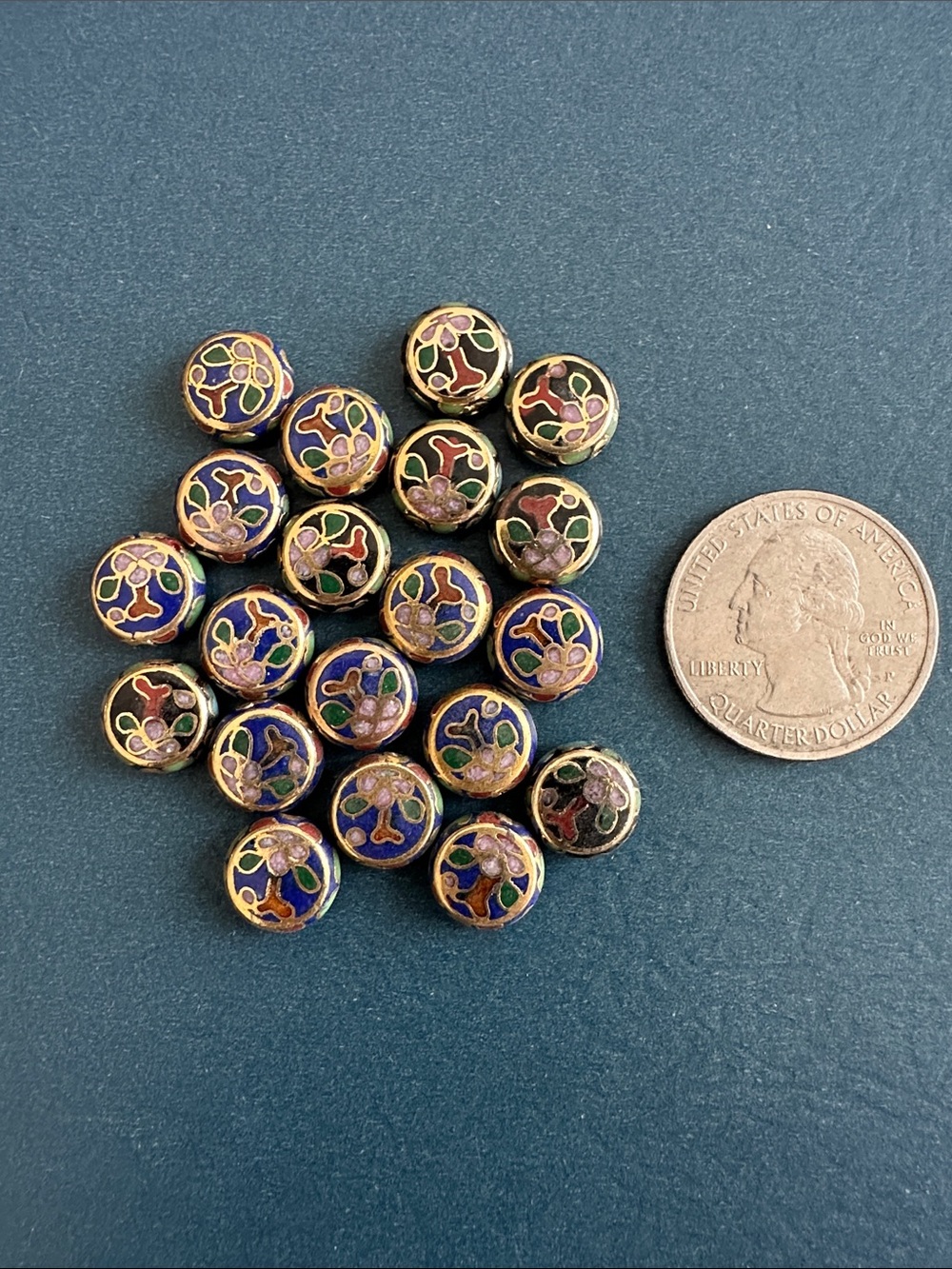 💕 New Listing - Vintage TINY Cloisonné disc beads